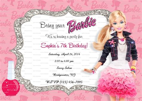 Fashionista Barbie Invitation Template