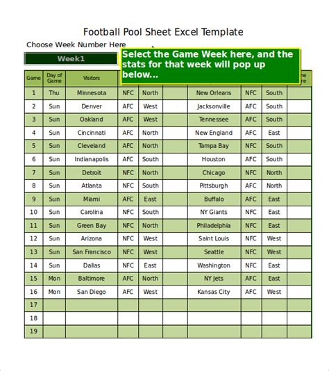 Features of a Football Pool Template