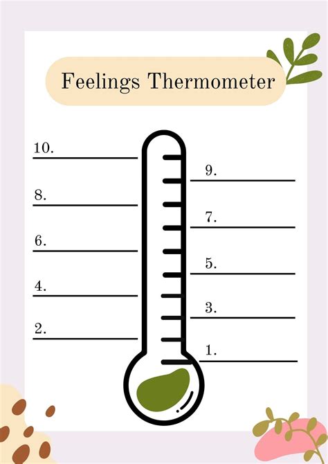 Feelings Thermometer Coloring Page Image