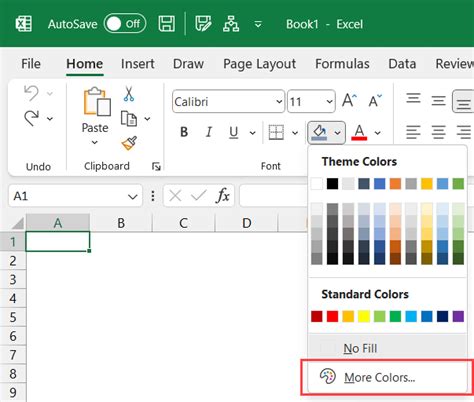 Fill Color Feature in Excel