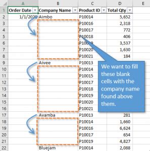 Fill Down Feature Example