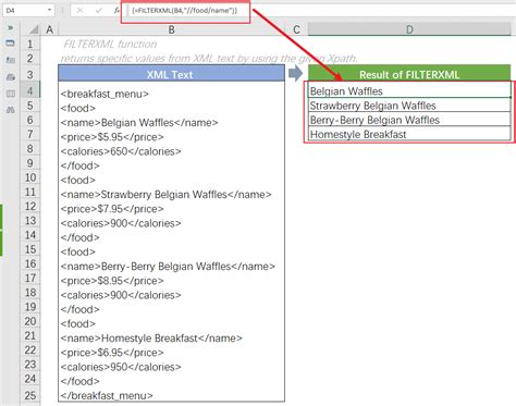 Using FILTERXML Function