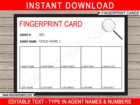 Fingerprint Card Templates for Personal Use