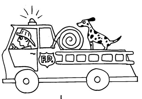 Fire Truck with Dalmatian Coloring Page