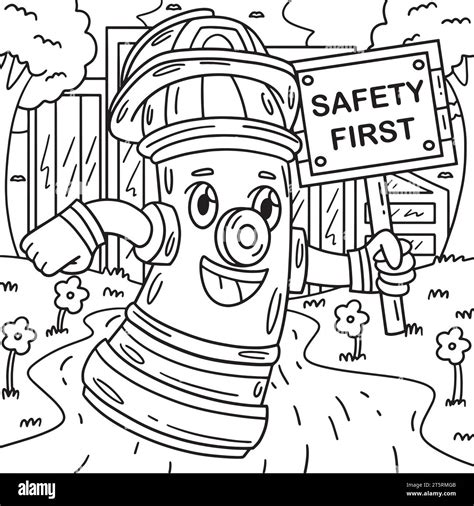 Fire Truck with Fire Hydrant Coloring Page