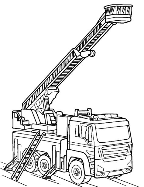 Fire Truck with Ladder Coloring Page