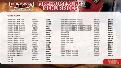 Firehouse Subs Menu Prices