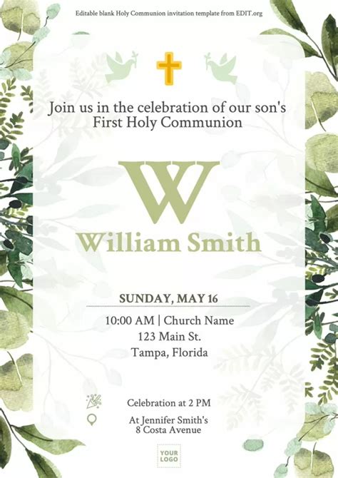 First Holy Communion Card Templates PDF