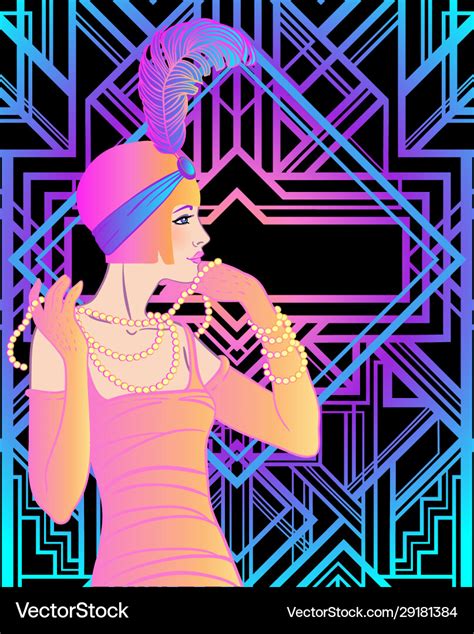 Flapper-Inspired Illustrations for Roaring 20s Gala Invitation