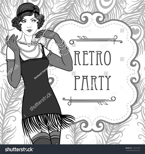 Flapper Inspired Illustrations Invitation Design