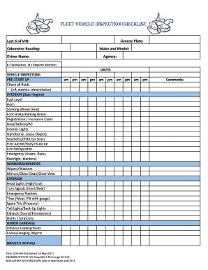 Fleet Vehicle Inspection Form