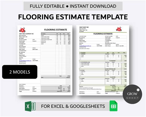 Flooring Estimate Template in Excel