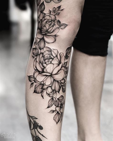 Floral Leg Sleeve Tattoos