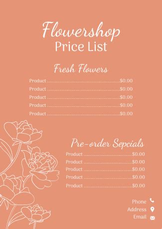 Flower Shop Menu