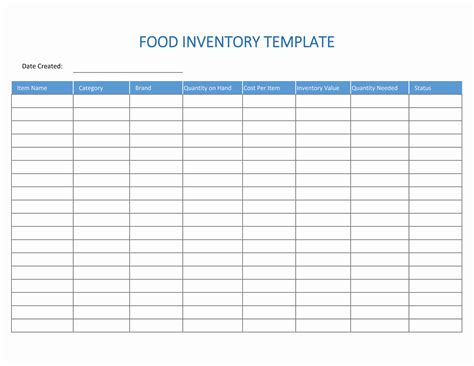 Food Inventory Management Excel Template