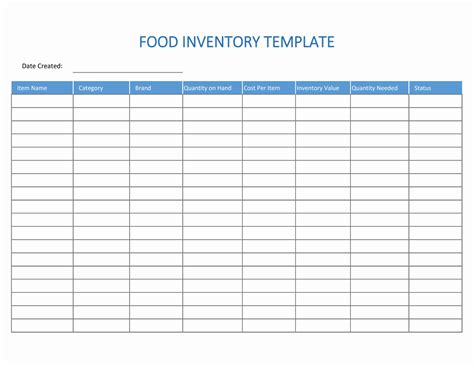 Food Inventory Template Excel