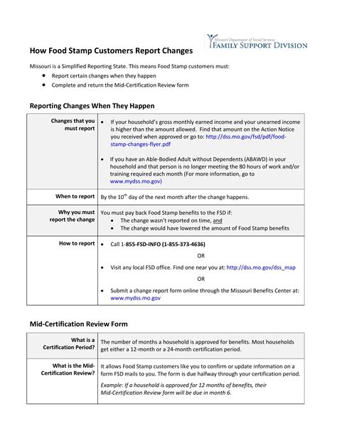 Processing the Food Stamps Change Report Form