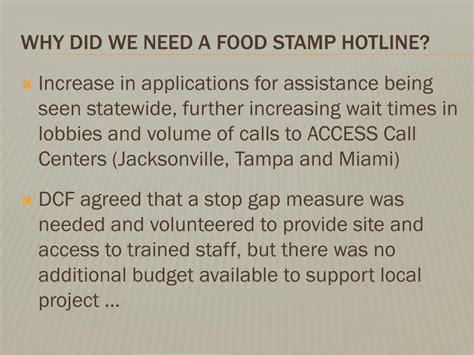 Food Stamps Hotlines and Support