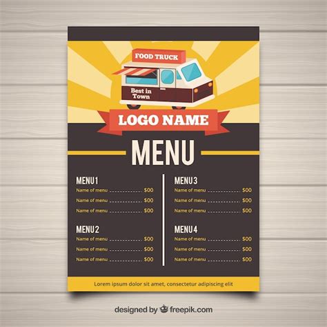 Food Truck Menu Template Word