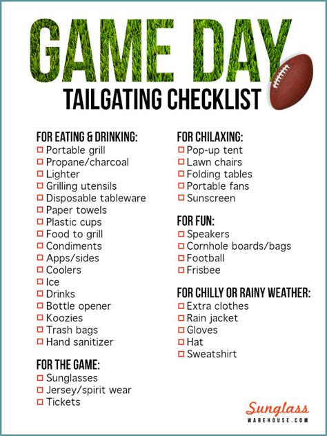 Football Game Day Checklist Templates Example 6