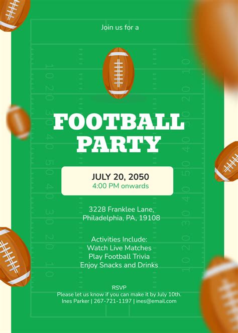 Football Party Invitation Template 1