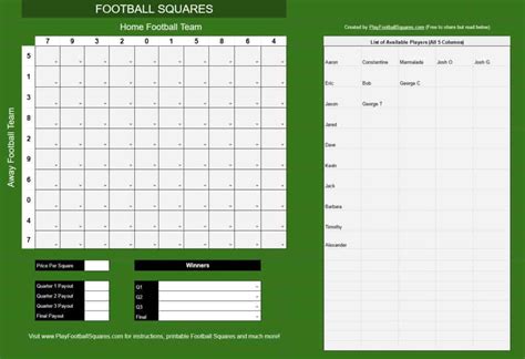 Creating Football Pool Squares in Google Sheets