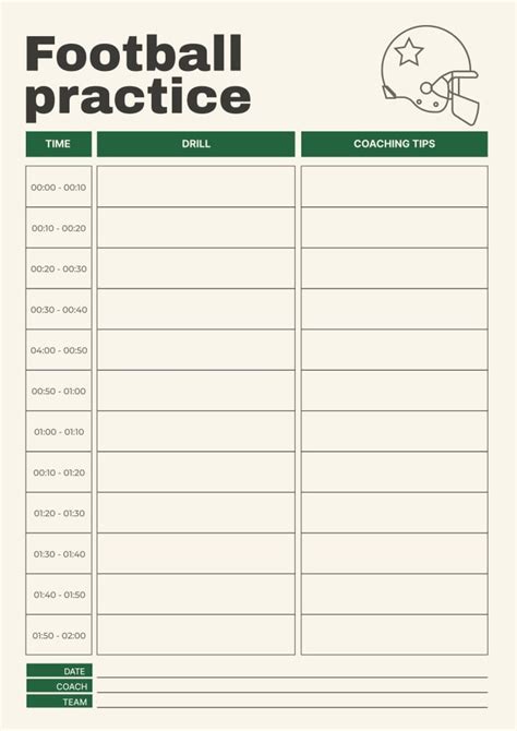 Football Practice Plan Templates Example 3