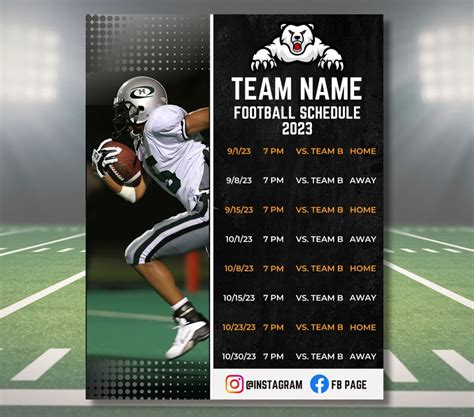 Football Schedule Template Example