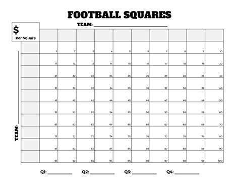 Football Squares Templates Example