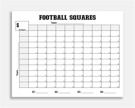 Football Squares Template Example 1