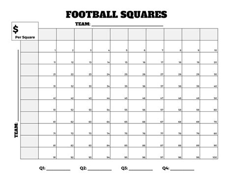 Football Squares Templates Features