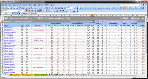 Football Stats in Excel