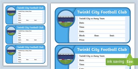 Football Ticket Templates for Kids