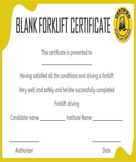 Forklift Certification Form Template Word