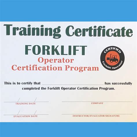 Forklift Operator Certification Template