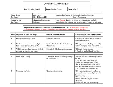 Forklift Safety Training Template Word