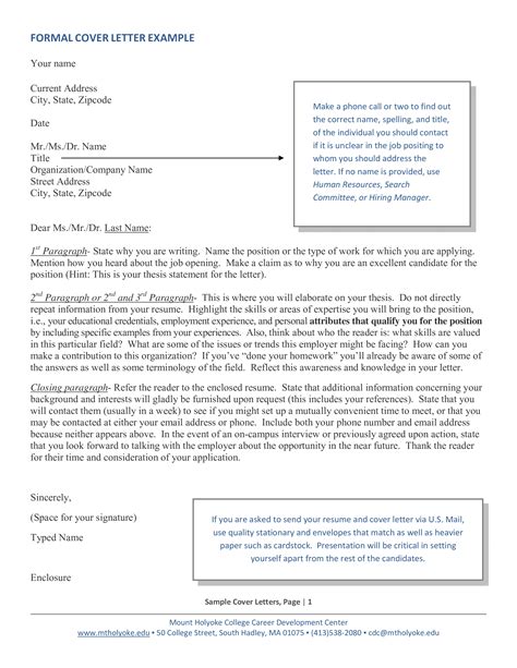 Formal Cover Letter Template