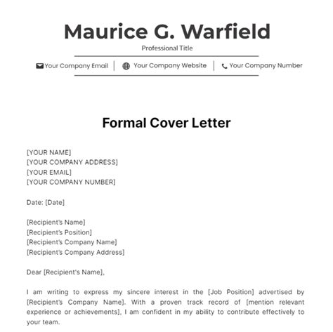 Formal Cover Letter Template