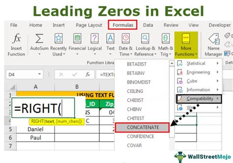 Format cells for leading zeros in Excel