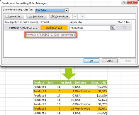 Format Excel Rows Based on Formulas