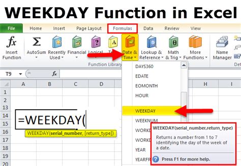 Formula using WEEKDAY function