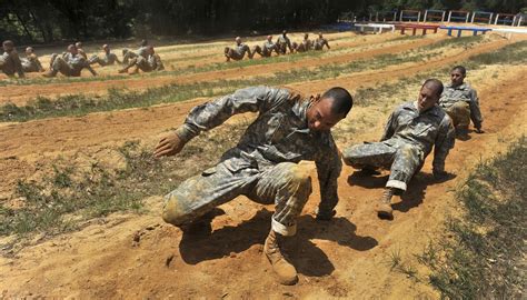 Recruits in uniform during BCT training