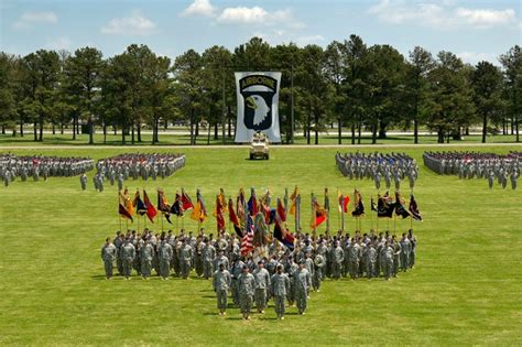 Soldiers parading at Fort Campbell