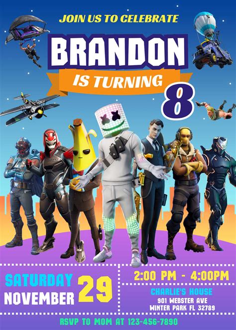 Fortnite Party Invite Designs