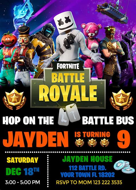 Fortnite-themed Invitation with Balloons