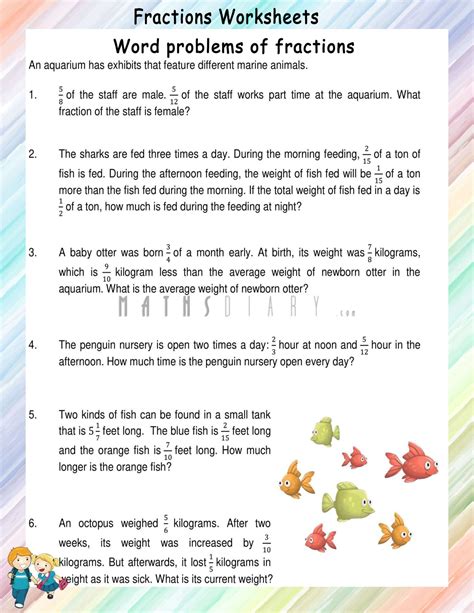 Fraction Word Problems Worksheet