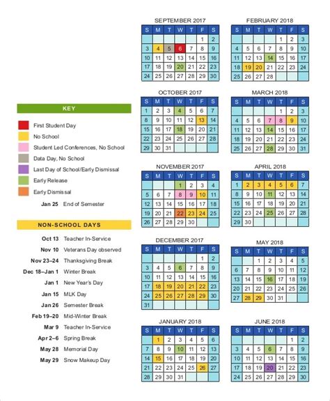 Free Academic Calendar Template