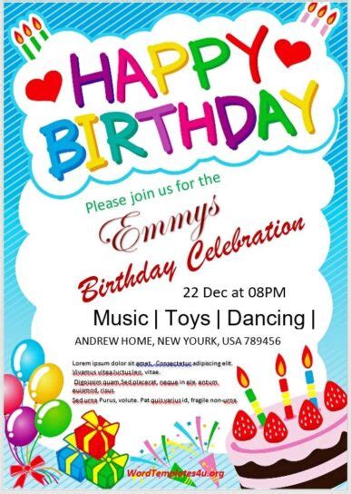 Free Birthday Party Flyer Templates