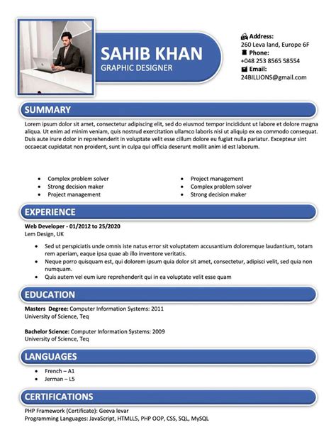 Free CV Templates For Word