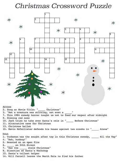 Free Christmas Crossword Puzzle